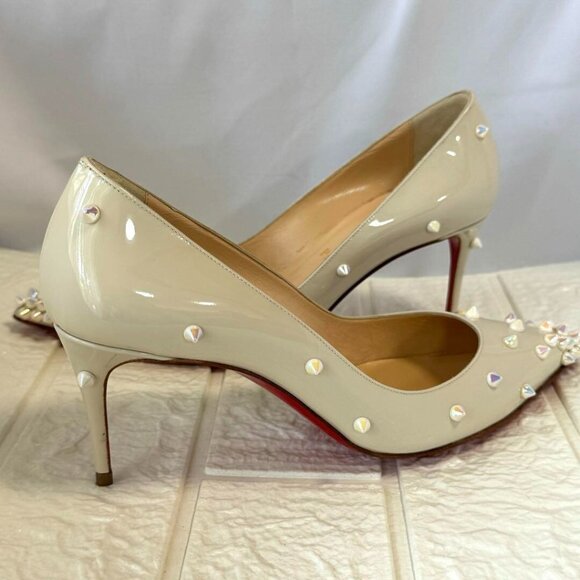 Christian Louboutin Pumps Metallic Glitter DEGRASPIKE 70 PATENT Ivory - Picture 13 of 15